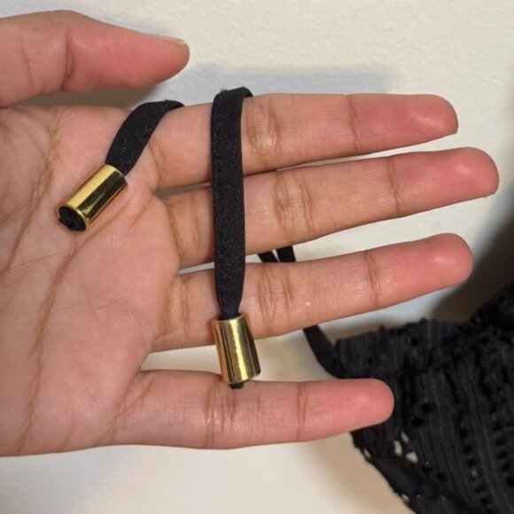 GUESS Black Crochet Overlay Sleeveless Tank Dress with Side Drawstring – Size L - Picture 3 of 7